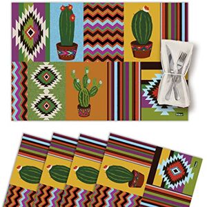 Vilber , Set van 4 placemats van vinyl, wasbaar, waterdicht, vuilafstotend, antislip, anti-aanbaklaag, hittebestendig, cactusstijl, planten, meerkleurig, Jalisco Vilber , Set van 4 placemats van vinyl, wasbaar, waterdicht, vuilafstotend, antislip, anti-aanbaklaag, hittebestendig, cactusstijl, planten, meerkleurig, Jalisco