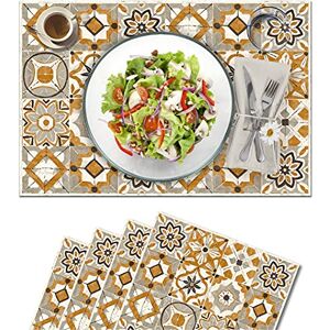 Vilber , Collar 04 Placemats van vinyl, 4 stuks, 30,5 x 45,6 x 0,22 cm, vuilafstotend, antislip en hittebestendig, combineerbaar met tafellopers en tapijten Vilber , Collar 04 Placemats van vinyl, 4 stuks, 30,5 x 45,6 x 0,22 cm, vuilafstotend, antislip en hittebestendig, combineerbaar met tafellopers en tapijten