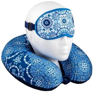DRW Reiskussen en oogmasker, blauw, 30 x 30 x 10 cm DRW Reiskussen en oogmasker, blauw, 30 x 30 x 10 cm