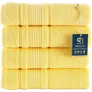 Qute Home 4-delige badhanddoekenset, 100% Turks katoen, hoogwaardige handdoeken voor badkamer, sneldrogend, zachte en absorberende Turkse handdoek, set bevat 4 badhanddoeken (geel) Qute Home 4-delige badhanddoekenset, 100% Turks katoen, hoogwaardige handdoeken voor badkamer, sneldrogend, zachte en absorberende Turkse handdoek, set bevat 4 badhanddoeken (geel)