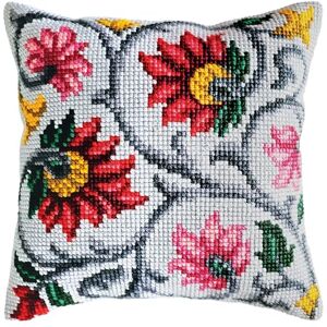 ART Kruissteekkussen, borduurpakking, bloemenornament, borduurafbeelding, gedrukt ART Kruissteekkussen, borduurpakking, bloemenornament, borduurafbeelding, gedrukt