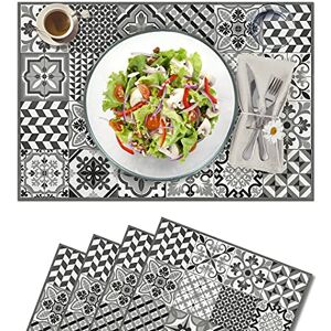Vilber , TOLEDO 05 Placemats van vinyl (30,5 x 45,6 x 0,2 cm), vuilafstotend, antislip, hittebestendig, combineerbaar met tafellopers en tapijten, 4 stuks Vilber , TOLEDO 05 Placemats van vinyl (30,5 x 45,6 x 0,2 cm), vuilafstotend, antislip, hittebestendig, combineerbaar met tafellopers en tapijten, 4 stuks