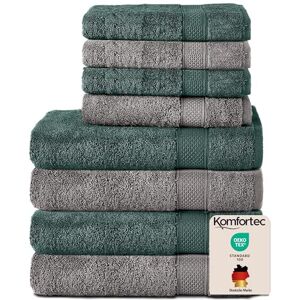 Komfortec Handdoekenset – Set van 8-4x Handdoek 50x100 cm en 4x Badhanddoek 70x140 cm 100% Katoen Antracietgrijs&Donkergroen Komfortec Handdoekenset – Set van 8-4x Handdoek 50x100 cm en 4x Badhanddoek 70x140 cm 100% Katoen Antracietgrijs&Donkergroen