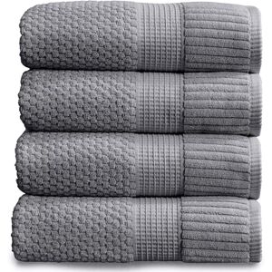 NY Loft 100% katoenen badhanddoek 4 stuks Super zachte en absorberende sneldrogende badhanddoeken 30" x 52" Getextureerd en duurzaam katoen Trinity Collection (4-pack badhanddoek, antracietgrijs) NY Loft 100% katoenen badhanddoek 4 stuks Super zachte en absorberende sneldrogende badhanddoeken 30" x 52" Getextureerd en duurzaam katoen Trinity Collection (4-pack badhanddoek, antracietgrijs)