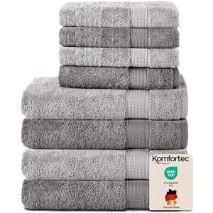 Komfortec Handdoekenset – Set van 8-4x Handdoek 50x100 cm en 4x Badhanddoek 70x140 cm 100% Katoen Antracietgrijs&Zilvergrijs Komfortec Handdoekenset – Set van 8-4x Handdoek 50x100 cm en 4x Badhanddoek 70x140 cm 100% Katoen Antracietgrijs&Zilvergrijs
