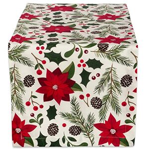 DII Woodland Holly Kerstvakantie Keuken & Tafeldecoratie, Tafelloper, 14x72, Poinsettia & Christmas Greenery DII Woodland Holly Kerstvakantie Keuken & Tafeldecoratie, Tafelloper, 14x72, Poinsettia & Christmas Greenery