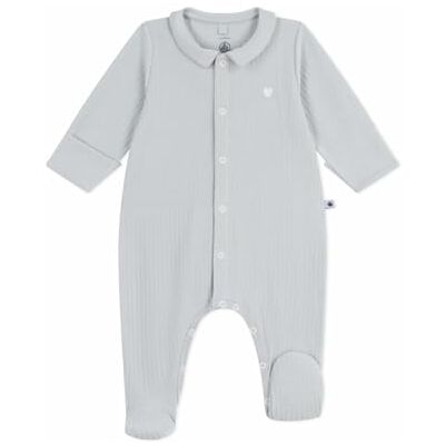 Petit Bateau Babypyjama van fluweel met effen kraag Petit Bateau Babypyjama van fluweel met effen kraag