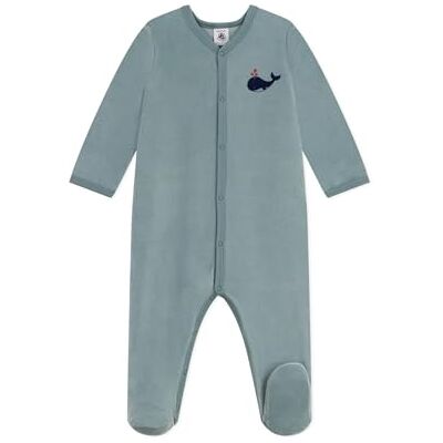 Petit Bateau Babypyjama van effen fluweel Petit Bateau Babypyjama van effen fluweel
