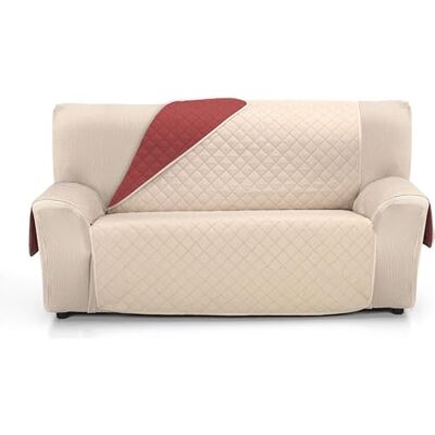 ECOMMERC3 Bankhoes voor 3-zits, XL, zeer verstelbaar, XL, omkeerbaar, beige/rood, gevoerd en extra zacht, 100% Made in Spain ECOMMERC3 Bankhoes voor 3-zits, XL, zeer verstelbaar, XL, omkeerbaar, beige/rood, gevoerd en extra zacht, 100% Made in Spain
