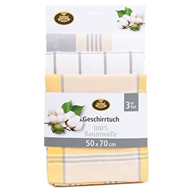 Gözze Set van 3 theedoeken, 100% katoen, hoogwaardig materiaal (260 g/m²), 50 x 70 cm geel Gözze Set van 3 theedoeken, 100% katoen, hoogwaardig materiaal (260 g/m²), 50 x 70 cm geel
