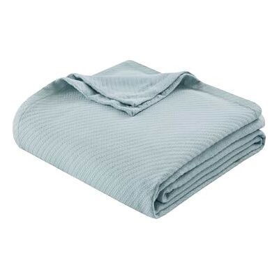 Madison Park Premier Comfort Vloeibare Katoenen Deken, Vol/Queen, Lichtblauw Madison Park Premier Comfort Vloeibare Katoenen Deken, Vol/Queen, Lichtblauw