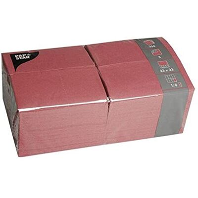 PAPSTAR 84577 250 servetten, 3-laags 1/8-vouw 33 cm x 33 cm, bordeaux PAPSTAR 84577 250 servetten, 3-laags 1/8-vouw 33 cm x 33 cm, bordeaux