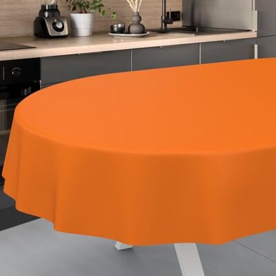 ANRO Afwasbaar tafelzeil, tuintafelkleed, voor binnen en buiten, ovaal, met snijrand, 160 x 140 cm, oranje ANRO Afwasbaar tafelzeil, tuintafelkleed, voor binnen en buiten, ovaal, met snijrand, 160 x 140 cm, oranje