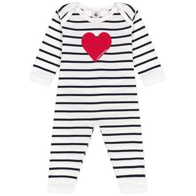 Petit Bateau Goede slaap zonder voeten voor kinderen, uniseks, Wit/Blauw, 3 Maanden Petit Bateau Goede slaap zonder voeten voor kinderen, uniseks, Wit/Blauw, 3 Maanden