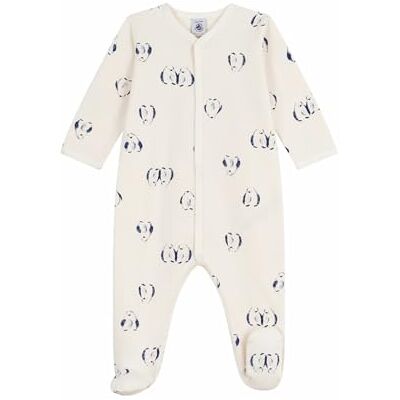Petit Bateau Babypyjama van opgeruwd fleece met bloemblaadjeskraag met bloemenprint Petit Bateau Babypyjama van opgeruwd fleece met bloemblaadjeskraag met bloemenprint