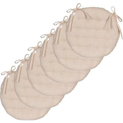 Atout Ciel Set van 6 ronde stoelkussens, tweekleurig, diameter 40 cm, beige/grijs Atout Ciel Set van 6 ronde stoelkussens, tweekleurig, diameter 40 cm, beige/grijs