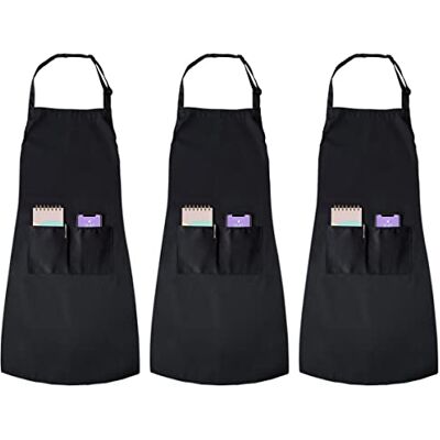 joeji's Kitchen 3-pack zwarte unisex schorten: verstelbare riem & waterbestendige koksschort met 2 zakken voor mannen en vrouwen, perfecte keukenschort voor thuis, barbecue, restaurant, ambacht, tuin joeji's Kitchen 3-pack zwarte unisex schorten: verstelbare riem & waterbestendige koksschort met 2 zakken voor mannen en vrouwen, perfecte keukenschort voor thuis, barbecue, restaurant, ambacht, tuin