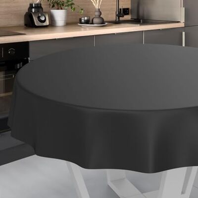 ANRO Wasdoek tafelkleed, afwasbaar tafelzeil, tuintafelkleed voor binnen en buiten, rond, 140 cm, snijrand, zwart ANRO Wasdoek tafelkleed, afwasbaar tafelzeil, tuintafelkleed voor binnen en buiten, rond, 140 cm, snijrand, zwart