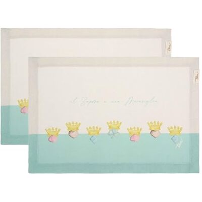 THUN Set van 2 placemats, vuilafstotend, motief: lentebetovering, stof, 33 x 45 cm THUN Set van 2 placemats, vuilafstotend, motief: lentebetovering, stof, 33 x 45 cm