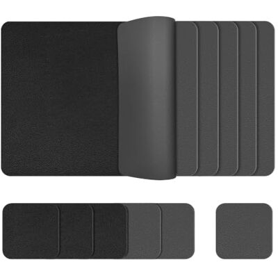 KitchenBoss placemats afwasbaar dubbelzijdig Set van 6 placemats met onderzetter, waterdicht en antislip, in leerlook, zwart/grijs KitchenBoss placemats afwasbaar dubbelzijdig Set van 6 placemats met onderzetter, waterdicht en antislip, in leerlook, zwart/grijs