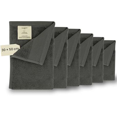 Jean & Len Set gastendoekjes van 100% biologisch katoen, in de kleur rozemarijn, met ophanglus, Oeko-Tex en GOTS-gecertificeerd, merklabel van veganistisch leer, 6 gastendoekjes van 30 x 50 cm Jean & Len Set gastendoekjes van 100% biologisch katoen, in de kleur rozemarijn, met ophanglus, Oeko-Tex en GOTS-gecertificeerd, merklabel van veganistisch leer, 6 gastendoekjes van 30 x 50 cm