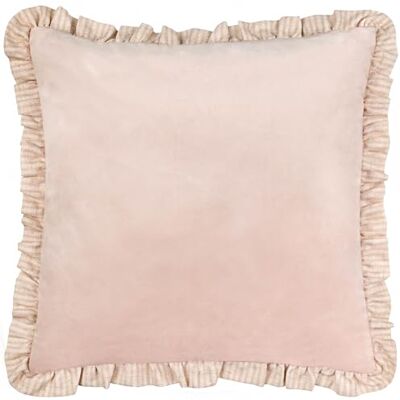 furn. Wylder Solene Ruffle Mat Fluwelen Kussenhoes Roze 45x45cm furn. Wylder Solene Ruffle Mat Fluwelen Kussenhoes Roze 45x45cm