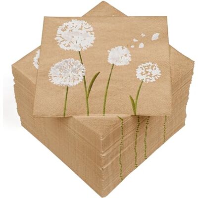 Heku 100 servetten, 3-laags, 33 x 33 cm, paardenbloem natuur, absorberend en praktisch verpakt, ideaal voor speciale gelegenheden Heku 100 servetten, 3-laags, 33 x 33 cm, paardenbloem natuur, absorberend en praktisch verpakt, ideaal voor speciale gelegenheden