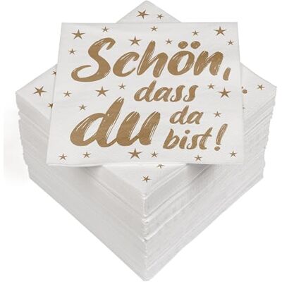 Heku 22-30243-204: 100 servetten, 3-laags, Schön DASS du da bist Gold/wit Heku 22-30243-204: 100 servetten, 3-laags, Schön DASS du da bist Gold/wit