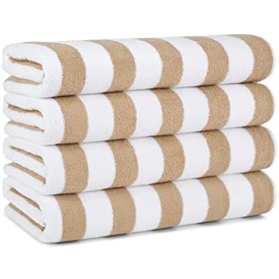Arkwright LLC Arkwright Gestreepte strandhanddoeken (30 x 60, 4 stuks) 100% katoen perfecte badhanddoeken, badhanddoeken (beige) Arkwright LLC Arkwright Gestreepte strandhanddoeken (30 x 60, 4 stuks) 100% katoen perfecte badhanddoeken, badhanddoeken (beige)