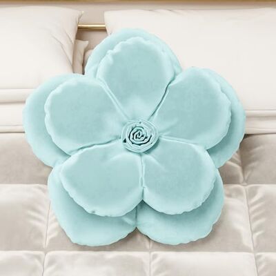 PETTI Artigiani Italiani Bloemenkussen van fluweel met vulling, kussenslopen voor slaapkamer, sierkussens in bloemvorm, kussen fluweel lichtblauw bloem 1 stuk diameter 50 cm PETTI Artigiani Italiani Bloemenkussen van fluweel met vulling, kussenslopen voor slaapkamer, sierkussens in bloemvorm, kussen fluweel lichtblauw bloem 1 stuk diameter 50 cm