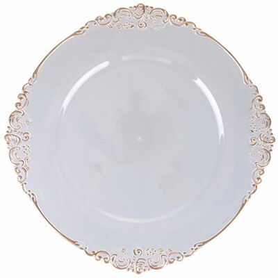 Tivoli Set van 6 placemats Ø 33 cm transparant met gouden rand, barok Tivoli Set van 6 placemats Ø 33 cm transparant met gouden rand, barok