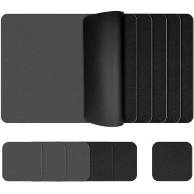 KitchenBoss afwasbare placemats dubbelzijdige placemats Set van 6 placemats met onderzetter, waterdichte en antislip placemats in leerlook, zwart/grijs KitchenBoss afwasbare placemats dubbelzijdige placemats Set van 6 placemats met onderzetter, waterdichte en antislip placemats in leerlook, zwart/grijs