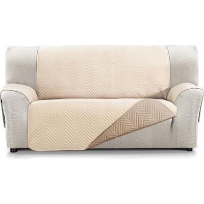 ECOMMERC3 Bankhoes voor 3-zits, extra zacht, verstelbaar, met bekleding, beige/leer, omkeerbaar ECOMMERC3 Bankhoes voor 3-zits, extra zacht, verstelbaar, met bekleding, beige/leer, omkeerbaar