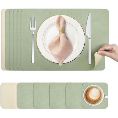 KitchenBoss Placemats Wasbare placemats en onderzetters: Placemats Wasbaar Antislip Hittebestendig Dubbelzijdige placemat met PVC Eetkamer 43x30cm 6-delige set KitchenBoss Placemats Wasbare placemats en onderzetters: Placemats Wasbaar Antislip Hittebestendig Dubbelzijdige placemat met PVC Eetkamer 43x30cm 6-delige set