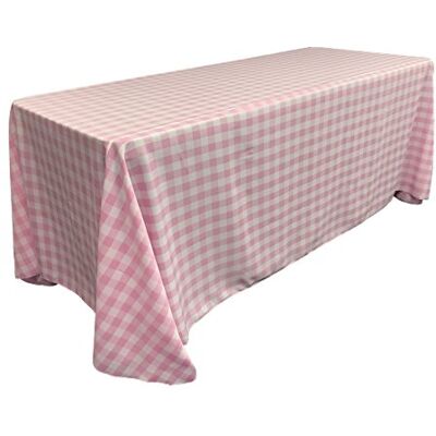 LA Linen Poly Geruit Rechthoekig Tafellaken, 90 bij 156-Inch, Roze/Wit LA Linen Poly Geruit Rechthoekig Tafellaken, 90 bij 156-Inch, Roze/Wit