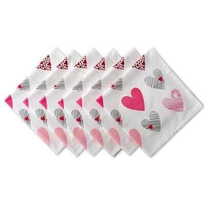 DII Valentijnsdag tafelblad decor, servet set, 20x20, harten collage, 6-delig DII Valentijnsdag tafelblad decor, servet set, 20x20, harten collage, 6-delig