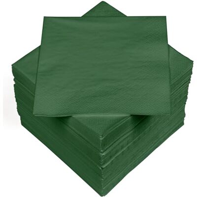 Heku 100 effen servetten, 3-laags, 33 x 33 cm, uniforme kwaliteit voor evenementen en horeca, praktische verpakking van 5 stuks, zeer absorberend en stijlvol, donkergroen Heku 100 effen servetten, 3-laags, 33 x 33 cm, uniforme kwaliteit voor evenementen en horeca, praktische verpakking van 5 stuks, zeer absorberend en stijlvol, donkergroen
