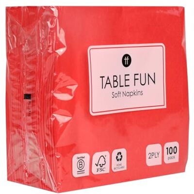 Talking Tables 100 x rode papieren servetten in grote verpakkingen, servetten voor verjaardagsfeest, Kerstmis, catering, bruiloft, wegwerpservies, recyclebaar, made in EU, 2-laags, 33 cm Talking Tables 100 x rode papieren servetten in grote verpakkingen, servetten voor verjaardagsfeest, Kerstmis, catering, bruiloft, wegwerpservies, recyclebaar, made in EU, 2-laags, 33 cm