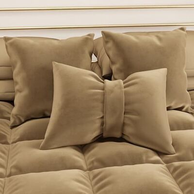 PETTI Artigiani Italiani Sofakussen van fluweel met vulling, slaapkamer-kussenslopen, kussens met onzichtbare ritssluiting, fluwelen kussen in taupe met strik 1 stuk 50 x 40 cm PETTI Artigiani Italiani Sofakussen van fluweel met vulling, slaapkamer-kussenslopen, kussens met onzichtbare ritssluiting, fluwelen kussen in taupe met strik 1 stuk 50 x 40 cm