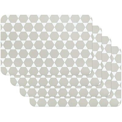 Venilia Caline Grijs placemat, placemat voor eetkamer, hexagon vintage patroon, 4-delige set afwasbaar polypropyleen, geschikt voor levensmiddelen, 45 x 30 cm, 4 stuks, 59042 Venilia Caline Grijs placemat, placemat voor eetkamer, hexagon vintage patroon, 4-delige set afwasbaar polypropyleen, geschikt voor levensmiddelen, 45 x 30 cm, 4 stuks, 59042