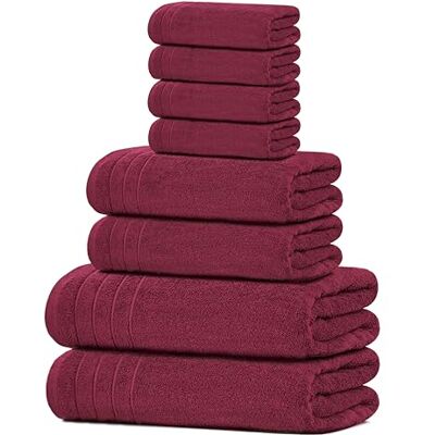 Tens Towels 8-delige handdoekenset, 2 extra grote badhanddoeken, 2 handdoeken, 4 washandjes, 100% katoen, lichter gewicht, sneller te drogen, super absorberend, perfecte badkamerhanddoekenset Tens Towels 8-delige handdoekenset, 2 extra grote badhanddoeken, 2 handdoeken, 4 washandjes, 100% katoen, lichter gewicht, sneller te drogen, super absorberend, perfecte badkamerhanddoekenset