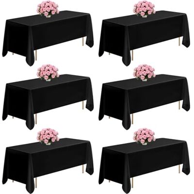 VEVOR Zwarte tafelkleden voor rechthoekige tafels, 6 stuks, 177 x 304 cm, herbruikbare en machinewasbare tafelkleden, kreukbestendige polyester stoffen tafelkleden voor bruiloft, feest, banket VEVOR Zwarte tafelkleden voor rechthoekige tafels, 6 stuks, 177 x 304 cm, herbruikbare en machinewasbare tafelkleden, kreukbestendige polyester stoffen tafelkleden voor bruiloft, feest, banket