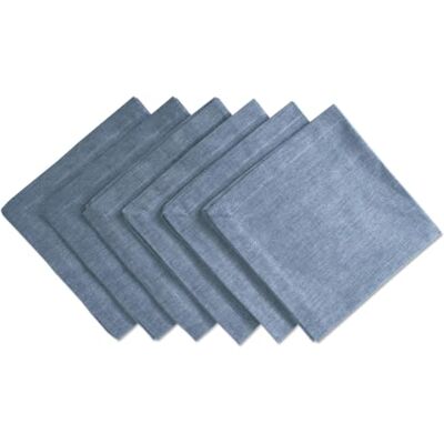DII CAMZ36965 100% katoen, Chambray servettenset, oversized basic elke dag, blauw 6 stuks DII CAMZ36965 100% katoen, Chambray servettenset, oversized basic elke dag, blauw 6 stuks