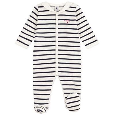 Petit Bateau Babypyjama van fluweel met strepenprint Petit Bateau Babypyjama van fluweel met strepenprint