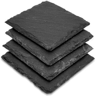 eBuyGB APOLLO THE HOUSEWARES MERK Slate Coaster Set 4 Vierkant, 100% natuurlijke leisteen, anti-kras schuimvoeten, geweldig cadeau-idee, maat: 10x10x1cm, zwart eBuyGB APOLLO THE HOUSEWARES MERK Slate Coaster Set 4 Vierkant, 100% natuurlijke leisteen, anti-kras schuimvoeten, geweldig cadeau-idee, maat: 10x10x1cm, zwart