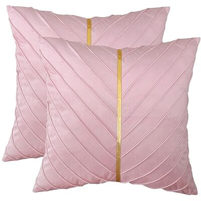 Tosleo Roze fluwelen sierkussenhoezen, 2 stuks, met goudkleurig leer, voor Valentijnsdag, decoratie, bank, kussenslopen, luxe moderne kussensloop voor bruiloft, woonkamer, slaapkamer, bank, bed Tosleo Roze fluwelen sierkussenhoezen, 2 stuks, met goudkleurig leer, voor Valentijnsdag, decoratie, bank, kussenslopen, luxe moderne kussensloop voor bruiloft, woonkamer, slaapkamer, bank, bed
