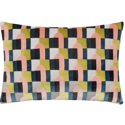 Paoletti Keela Kussenhoes van fluweel met geometrische snit Paoletti Keela Kussenhoes van fluweel met geometrische snit