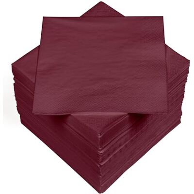Heku 100 effen servetten, 3-laags, 33 x 33 cm, uniforme kwaliteit voor evenementen en horeca, praktische verpakking van 5, zeer absorberend en stijlvol, bordeaux Heku 100 effen servetten, 3-laags, 33 x 33 cm, uniforme kwaliteit voor evenementen en horeca, praktische verpakking van 5, zeer absorberend en stijlvol, bordeaux