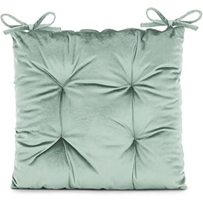 AmeliaHome Aleksa stoelkussen met linten 40x40 cm zitkussen fluweel fluweel fluweel look mint AmeliaHome Aleksa stoelkussen met linten 40x40 cm zitkussen fluweel fluweel fluweel look mint
