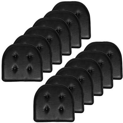 Sweet Home Collection Stoel Kussen Memory Foam Pads Tufted Slip Antislip Rubber Terug U-vormige 17" x 16" Stoelhoes, 12 Pack, Faux Leer Zwart Sweet Home Collection Stoel Kussen Memory Foam Pads Tufted Slip Antislip Rubber Terug U-vormige 17" x 16" Stoelhoes, 12 Pack, Faux Leer Zwart